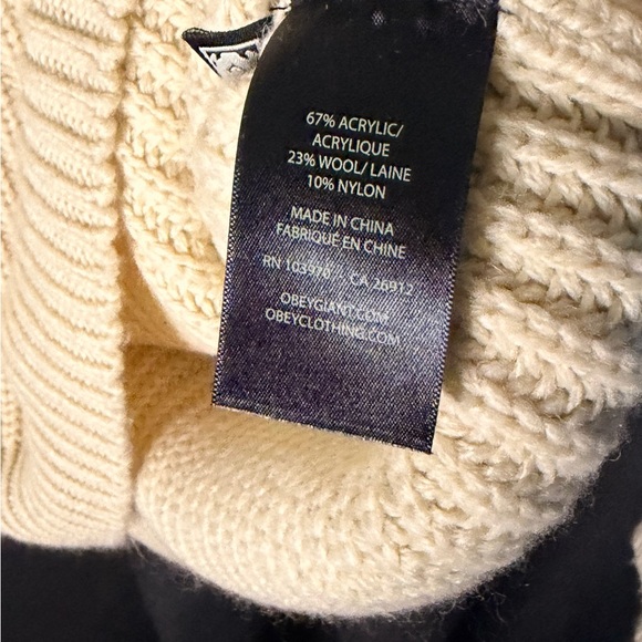 Men’s Obey Cream Knit Sweater - Picture 6 of 11